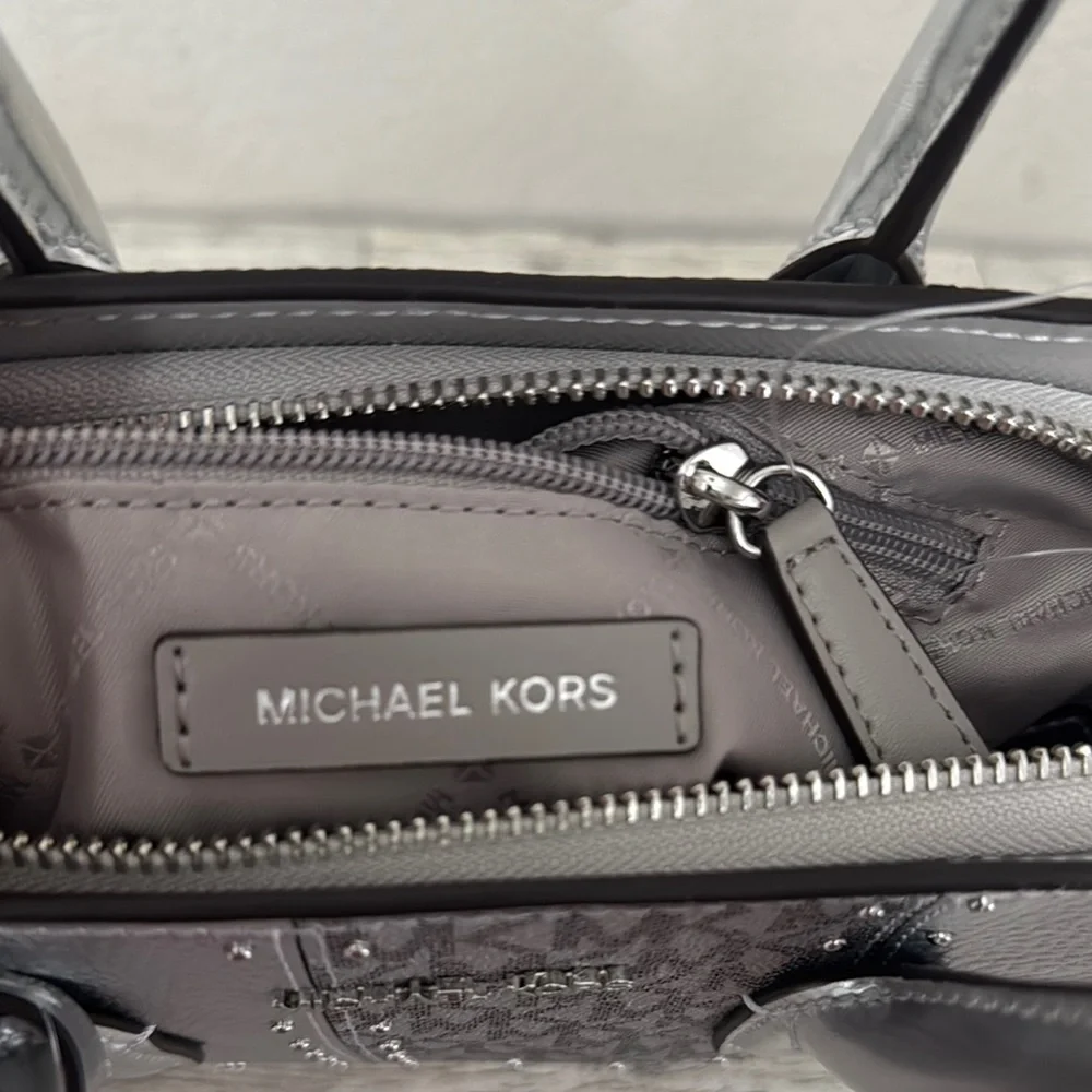 Michael Kors Avril Small Silver Satchel NWT